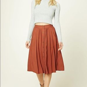 Rust Orange Midi Skirt